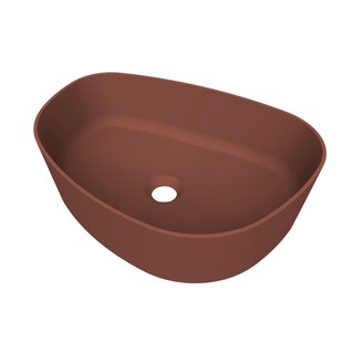 Arcqua Rocker waskom - opbouw - organisch links - 50x37cm - mat terracotta WAS753065