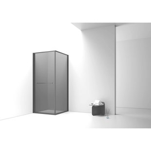 Aloni Inslide Douchecabine - 90x90x200cm - rookglas - veiligheidsglas - 6mm - omkeerbaar - zwart mat DW-9090MB