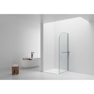 Aloni Douchewand - 100x200cm - afgeronde hoeken - veiligheidsglas - 6mm - handdoekhouder - gunmetal DW-100GG