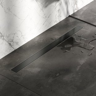 Brauer Douchegoot - 100x7.5cm - vloerflens - tegelinlegrooster omkeerbaar - RVS - geborsteld gunmetal DR-MRF100GM