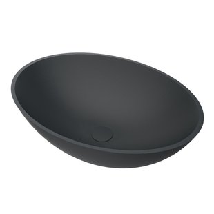 Arcqua Prince Waskom Opbouw - 49x34cm - ovaal - cast marble - mat antraciet WAS468474