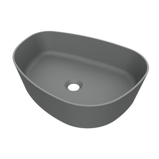 Arcqua Rocker waskom - 50x37x13cm - opbouw - rechts - organisch - cast marble grijs mat WAS452121