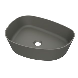 Arcqua Rocker Waskom - opbouw - organisch - links - 50x37cm - mat beton WAS244114