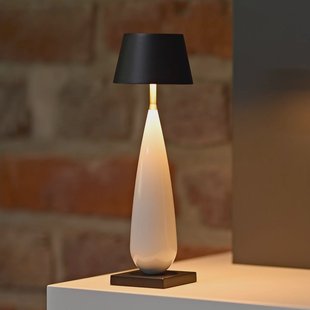 Sigor LED tafellamp op batterijen Thala, wit/zwart, IP65, 24 cm