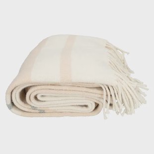 Plaid, wol/katoen, off white, 127 x 178 cm