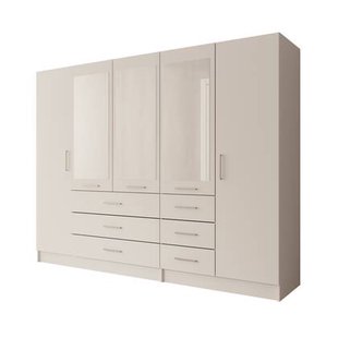 Meubella - Komodo - Kledingkast met 5 deuren - Wit - 250x61x201 cm