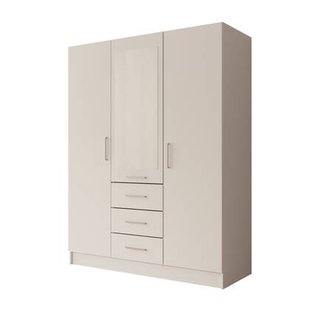 Meubella - Komodo - Kledingkast met 3 deuren - Wit - 150x61x201 cm