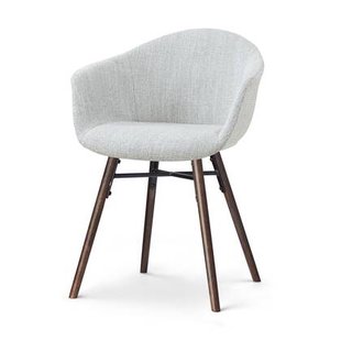 Nolon Nena-Otis Eetkamerstoel Grijs Melange - met Armleuning - Walnoot