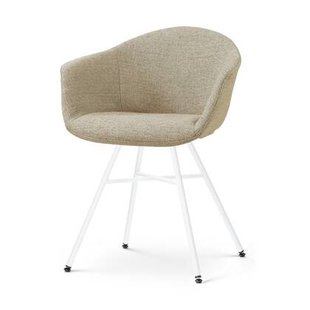 Nolon Noa-Otis eetkamerstoel taupe melange - wit onderstel