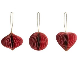Beliani - SUSA - Set van 18 kerstornamenten - Rood - Papier
