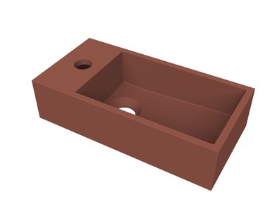 Fontein Arcqua Flair 36x18x9 cm met Kraangat Links Mat Terracotta