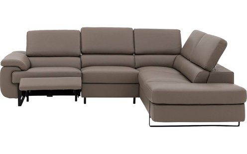 Goossens Excellent Relaxbank Lorenzo Met Verstelbare Hoofdsteunen bruin, leer, 2,5-zits, modern design met ligelement rechts