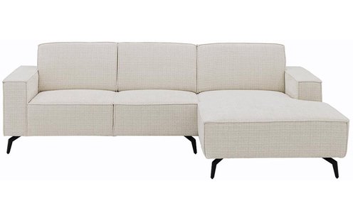 Goossens Hoekbank Hercules wit, stof, 2-zits, modern design met chaise longue rechts