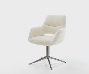 DELIFE Draaistoel Yago-Flex met armleuning teddy beige kruispoot grafiet 360° draaibaar rocker-functie pocketveer kern