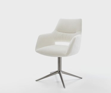 DELIFE Draaistoel Yago-Flex met armleuning bouclé zacht beige kruispoot grafiet 360° draaibaar rocker-functie pocketveer kern