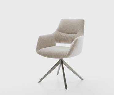 DELIFE Draaistoel Yago-Flex met armleuning geweven stof beige kruisframe breed grafiet 360° draaibaar rocker-functie pocketveer kern