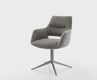 DELIFE Draaistoel Yago-Flex met armleuning bouclé zacht mud kruispoot grafiet 360° draaibaar rocker-functie pocketveer kern