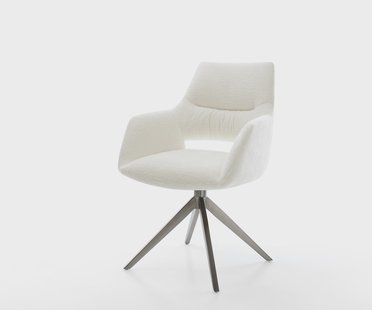 DELIFE Draaistoel Yago-Flex met armleuning bouclé zacht beige kruisframe breed grafiet 360° draaibaar rocker-functie pocketveer kern