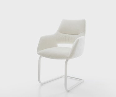 DELIFE Sledemodel Yago-Flex met armleuning bouclé zacht beige sledemodel vlak wit pocketveer kern