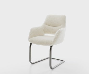 DELIFE Sledemodel Yago-Flex met armleuning teddy beige sledemodel vlak grafiet pocketveer kern