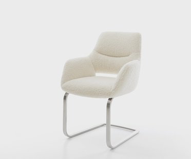 DELIFE Sledemodel Yago-Flex met armleuning teddy beige sledemodel vlak roestvrij staal pocketveer kern