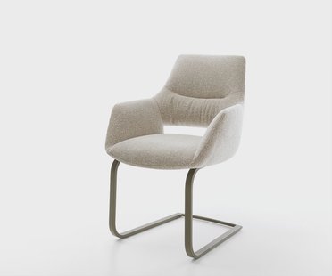 DELIFE Sledemodel Yago-Flex met armleuning geweven stof beige sledemodel vlak afwerking met titanium pocketveer kern