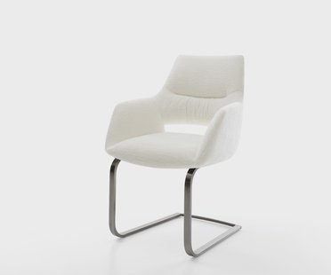 DELIFE Sledemodel Yago-Flex met armleuning bouclé zacht beige sledemodel vlak grafiet pocketveer kern