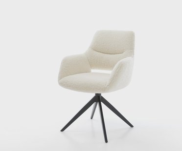 DELIFE Draaistoel Yago-Flex met armleuning teddy beige kruisframe breed zwart 360° draaibaar rocker-functie pocketveer kern