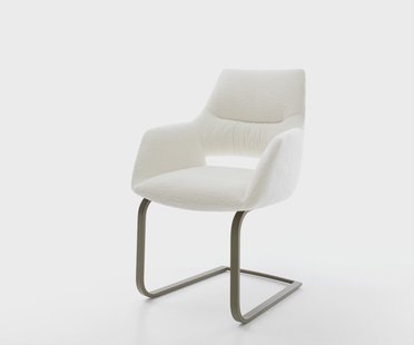 DELIFE Sledemodel Yago-Flex met armleuning bouclé zacht beige sledemodel vlak afwerking met titanium pocketveer kern