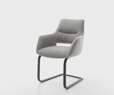 DELIFE Sledemodel Yago-Flex met armleuning zachte stof met structuur grijs sledemodel vlak zwart pocketveer kern