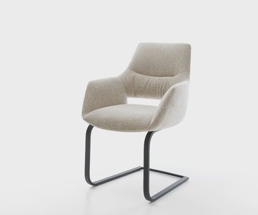 DELIFE Sledemodel Yago-Flex met armleuning geweven stof beige sledemodel vlak zwart pocketveer kern