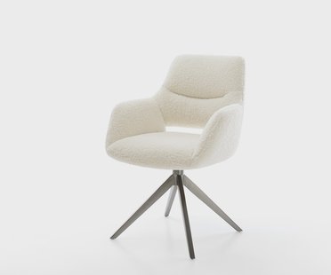 DELIFE Draaistoel Yago-Flex met armleuning teddy beige kruisframe breed grafiet 360° draaibaar rocker-functie pocketveer kern