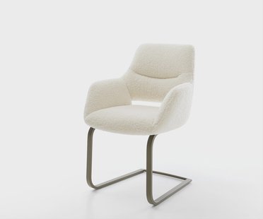 DELIFE Sledemodel Yago-Flex met armleuning teddy beige sledemodel vlak afwerking met titanium pocketveer kern