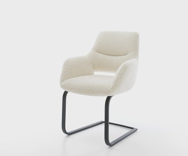 DELIFE Sledemodel Yago-Flex met armleuning teddy beige sledemodel vlak zwart pocketveer kern