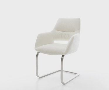 DELIFE Sledemodel Yago-Flex met armleuning bouclé zacht beige sledemodel vlak roestvrij staal pocketveer kern