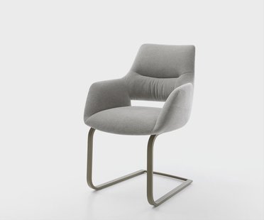 DELIFE Sledemodel Yago-Flex met armleuning zachte stof met structuur grijs sledemodel vlak afwerking met titanium pocketveer kern