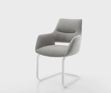 DELIFE Sledemodel Yago-Flex met armleuning zachte stof met structuur grijs sledemodel vlak wit pocketveer kern