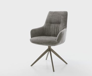 DELIFE Draaistoel Zelia-Flex met armleuning bouclé zacht mud kruisframe breed afwerking met titanium 360° draaibaar rocker-functie pocketveer kern