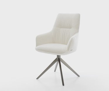 DELIFE Draaistoel Zelia-Flex met armleuning bouclé zacht beige kruisframe breed grafiet 360° draaibaar rocker-functie pocketveer kern