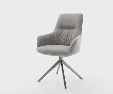 DELIFE Draaistoel Zelia-Flex met armleuning zachte stof met structuur grijs kruisframe breed grafiet 360° draaibaar rocker-functie pocketveer kern