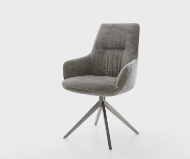 DELIFE Draaistoel Zelia-Flex met armleuning bouclé zacht mud kruisframe breed grafiet 360° draaibaar rocker-functie pocketveer kern