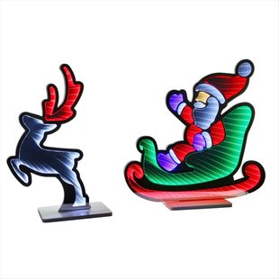 Central Park Spiegel Kerstman Met Slee - Meerkleurig - 46,5cm