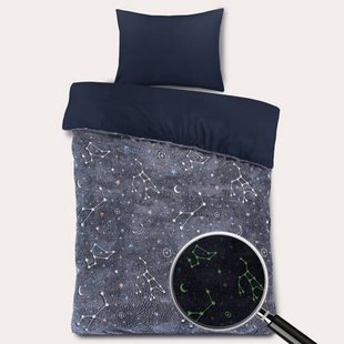W velours glow in the dark dekbedovertrek kinderbed (140x200 cm)