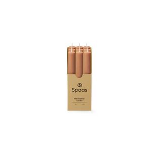 Spaas Geribde Obelisk Dinerkaars - Beige - 25u - Ø4.7cm - Set van 6