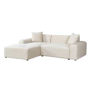 Home Deluxe Hoekbank met Chaise Longue Links - Ribfluweel - Beige