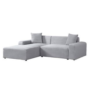 Home Deluxe Hoekbank met Chaise Longue Links - Ribfluweel - Grijs