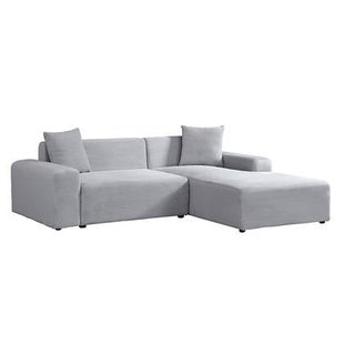 Home Deluxe Hoekbank met Chaise Longue Rechts - Ribfluweel - Grijs