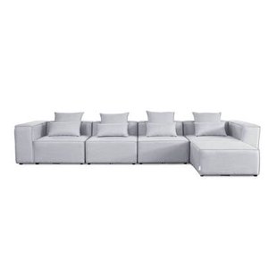 Home Deluxe Modulaire 4-zitsbank met Hocker - Lichtgrijs