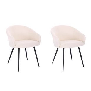 Home Deluxe Eetkamerstoel - Bouclé - Wit - Set van 2