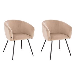 Home Deluxe Eetkamerstoel - Fluweel - Beige - Set van 2